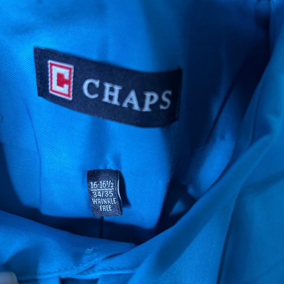 Chaps Mens Dress Shirt 16-16.5 34/35 Classic Fit Wrinkle Free Blue NWT - Picture 4 of 5